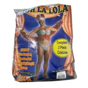 Rasta Imposta Ooh La Lola 2 Piece Showgirl Costume One Size Silver Halloween NEW